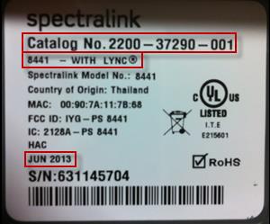 Пример этикетки для аппарата Spectralink 84-серии с поддержкой Lync 